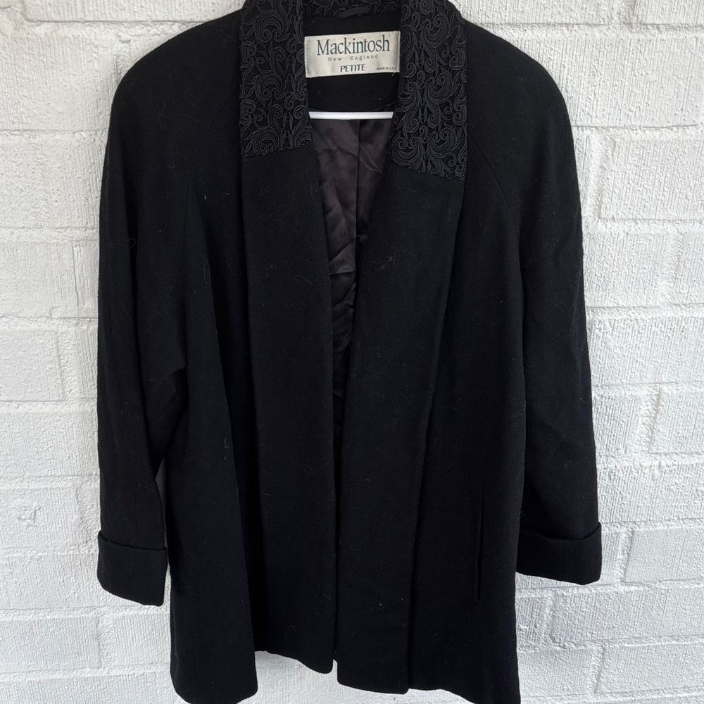 Mackintosh Embroidered Wool Vintage Long Pea Barn Coat sz 12P